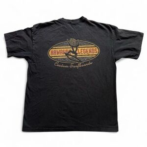 Vintage 1990s Black Hawaiian Legends Graphic Tee - Surfboards Logo XXL